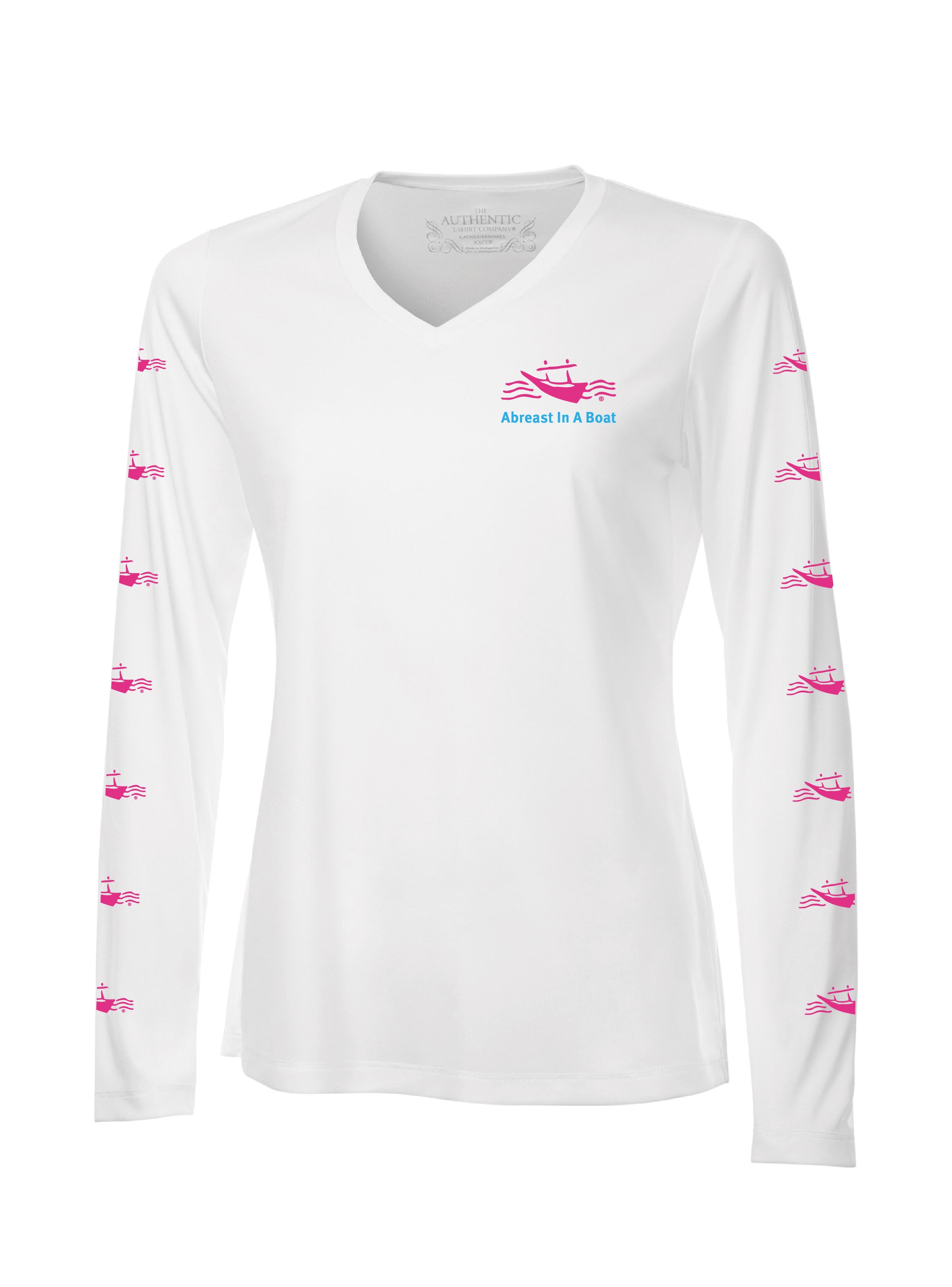 AIAB Long Sleeve V-Neck Ladies Technical Tee (With Sleeve Print)