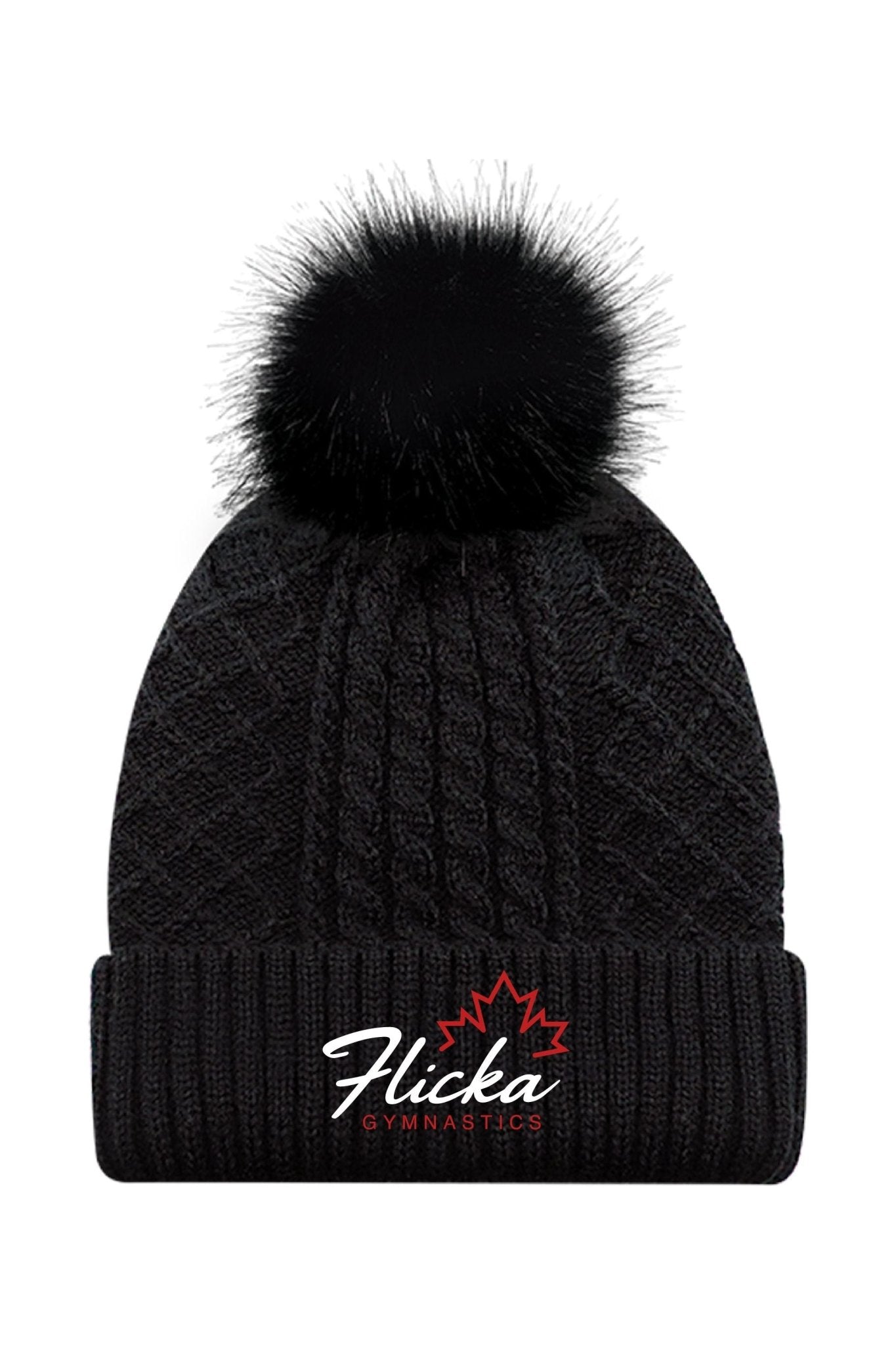 Flicka Cuffed Beanie with Pom Pom (Embroidered) - Oddball Workshop