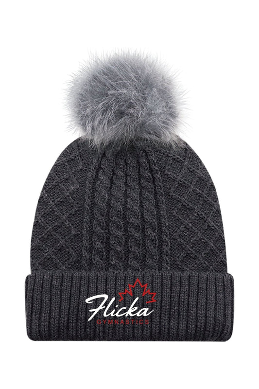 Flicka Cuffed Beanie with Pom Pom (Embroidered) - Oddball Workshop