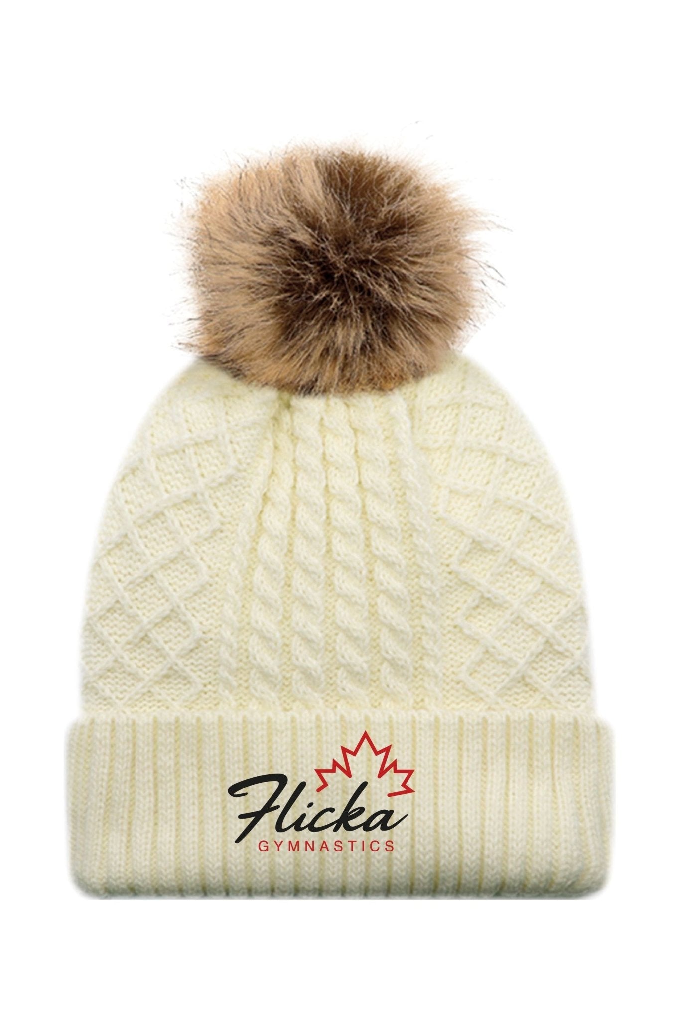 Flicka Cuffed Beanie with Pom Pom (Embroidered) - Oddball Workshop
