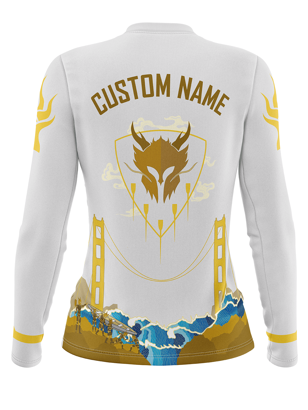 Dragon Warriors | Fundraiser Special White/Gold Jersey - Women's Athletic Jersey Long Sleeve - Oddball Workshop