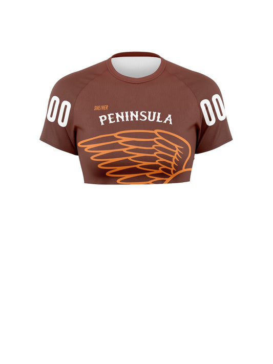 Peninsula RD | Women's Athletic Jersey Short Sleeve Crewneck Crop - Oddball Workshop