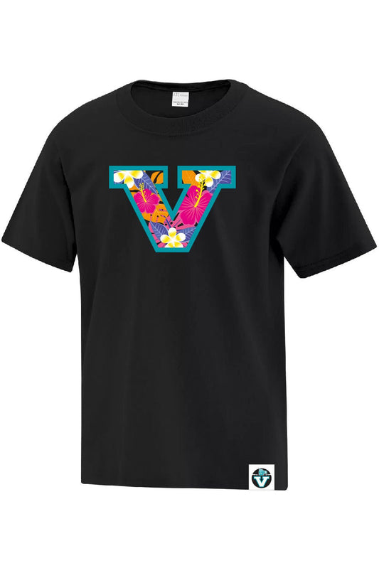 Vancouver Lacrosse Floral V Logo Short Sleeve Tee (Youth) - Oddball Workshop