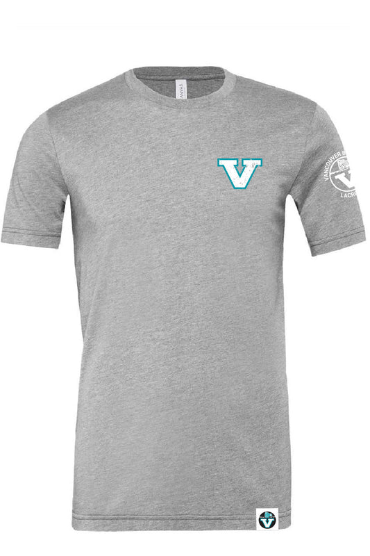 Vancouver Lacrosse | Premium Left Chest Vintage V & Left Arm Crest Tee (Adult) - Oddball Workshop