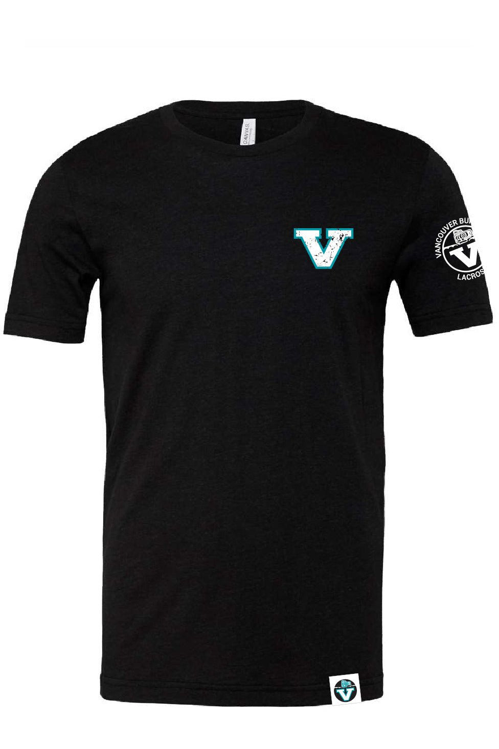Vancouver Lacrosse | Premium Left Chest Vintage V & Left Arm Crest Tee (Adult) - Oddball Workshop