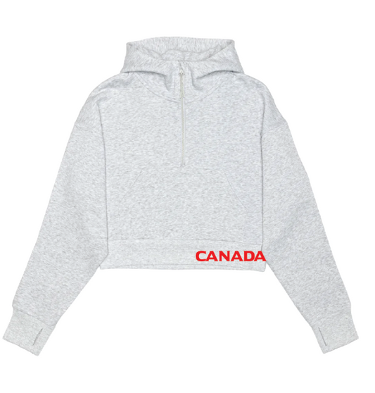 Canada Cup  | Cropped Drop Shoulder 1/2 Zip Hoodie Crop