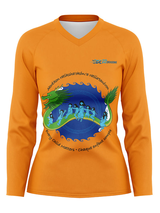 Every Child Matters by a Kanien'kehá:ka artist, Skarahkotá:ne Deom | Women's Athletic Long Sleeve