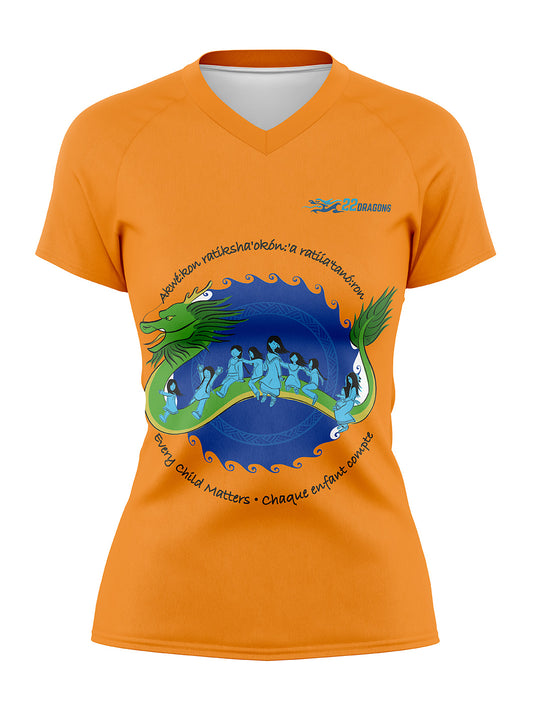 Every Child Matters by a Kanien'kehá:ka artist, Skarahkotá:ne Deom | Women's Athletic Short Sleeve