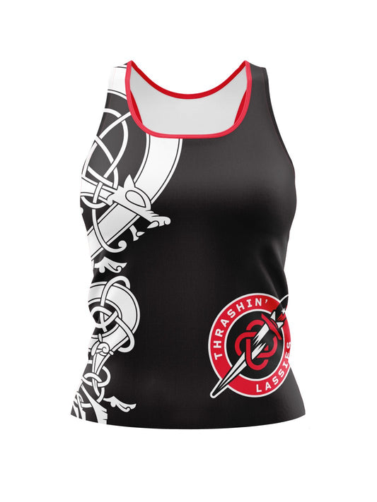 Calgary Roller Derby | Thrashin' Lassies Dark | Women's Athletic Tank Top Tall - Oddball Workshop