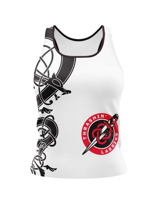 Calgary Roller Derby | Thrashin' Lassies Light | Women's Athletic Tank Top - Oddball Workshop