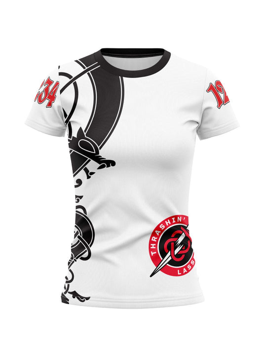 Calgary Roller Derby | Thrashin' Lassies Light | Women's Team Jersey Short Sleeve Tall - Oddball Workshop