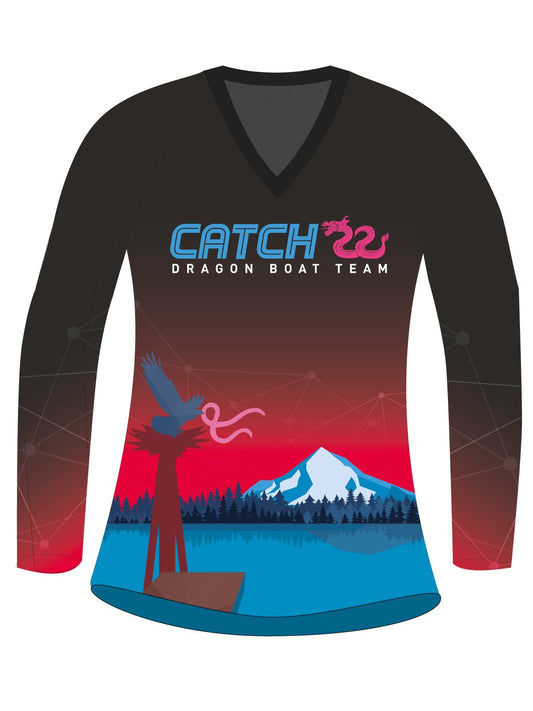 Catch 22 Dragon Boat | Breast Cancer Survivor H2O Women's Athletic Jersey Long Sleeve - Oddball Workshop