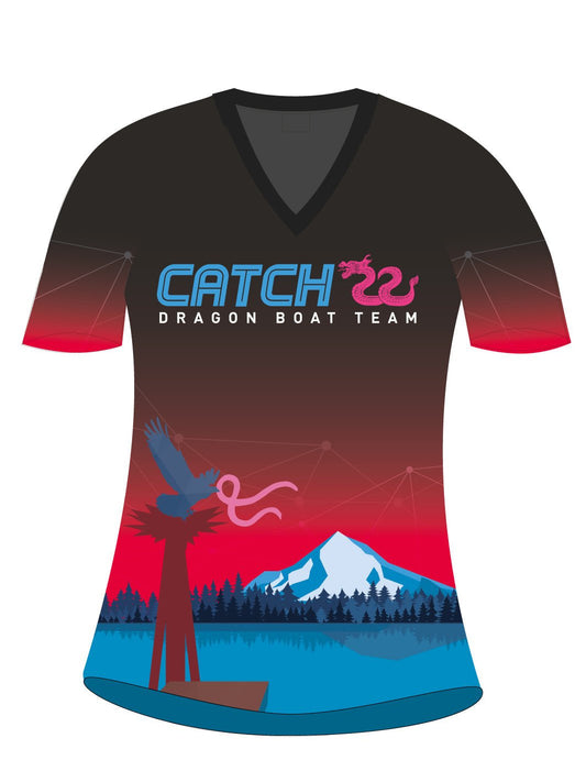 Catch 22 Dragon Boat | Breast Cancer Survivor H2O Women's Athletic Jersey Short Sleeve - Oddball Workshop