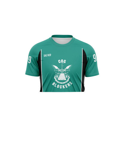 Cog Blockers | Unisex Athletic Jersey Short Sleeve Crop - Oddball Workshop