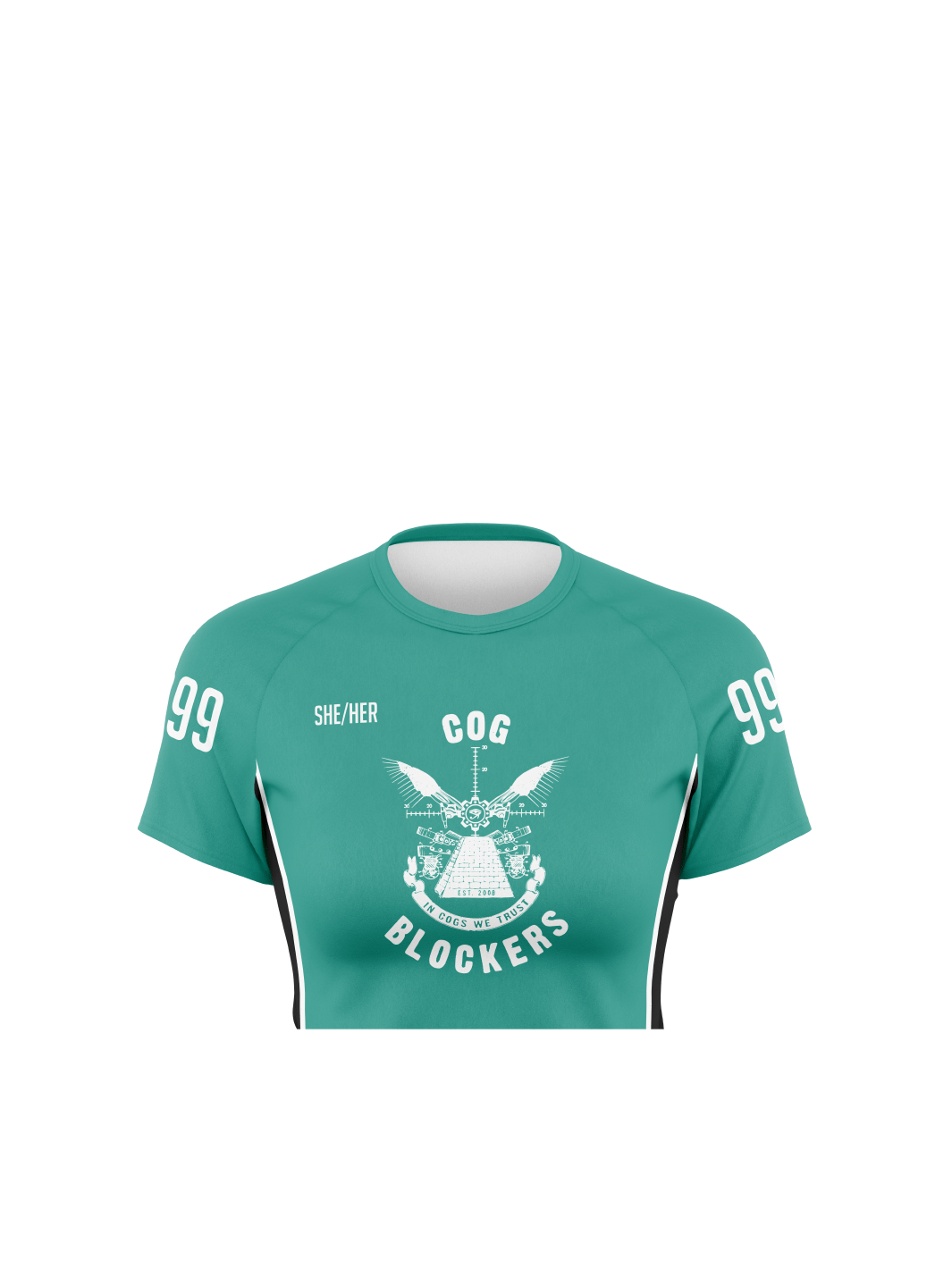 Cog Blockers | Women's Athletic Jersey Short Sleeve Crewneck Crop - Oddball Workshop