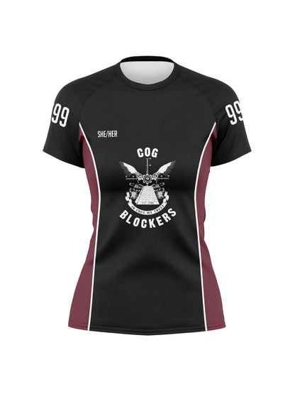Cog Blockers | Women's Athletic Jersey Short Sleeve Crewneck - Oddball Workshop