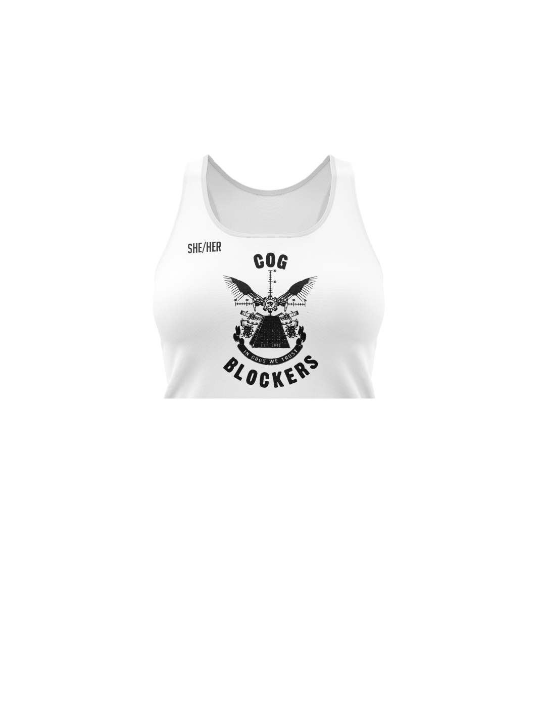 Cog Blockers | Womens' Athletic Tank Top Crop - Oddball Workshop