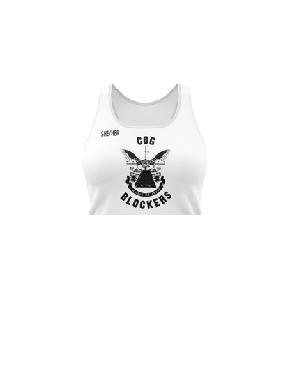 Cog Blockers | Womens' Athletic Tank Top Crop - Oddball Workshop