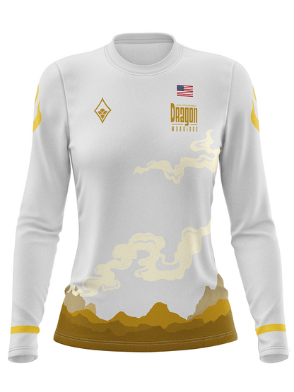 Dragon Warriors | Fundraiser Special White/Gold Jersey - Women's Athletic Jersey Long Sleeve - Oddball Workshop