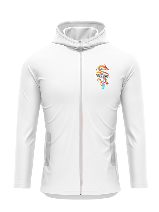 Gig Harbor Dragons | Women's Hooded Cascade Lt Wt Jacket White - Oddball Workshop
