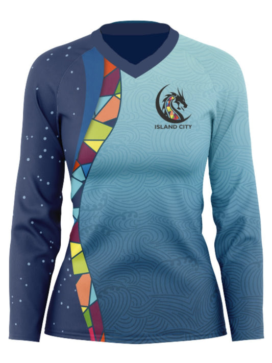 Island City Dragon Boat | Women's Athletic Jersey Long Sleeve - Oddball Workshop