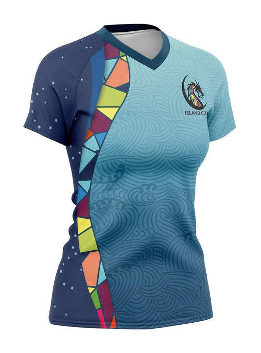 Island City Dragon Boat | Women's Athletic Jersey Short Sleeve - Oddball Workshop