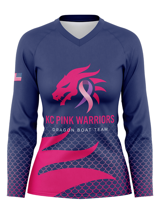 KC Pink Warriors | Women's Athletic Jersey Long Sleeve - Oddball Workshop