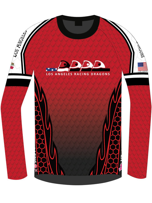 Los Angeles Racing Dragons | H2O Men's Athletic Jersey Long Sleeve (Red) - Oddball Workshop