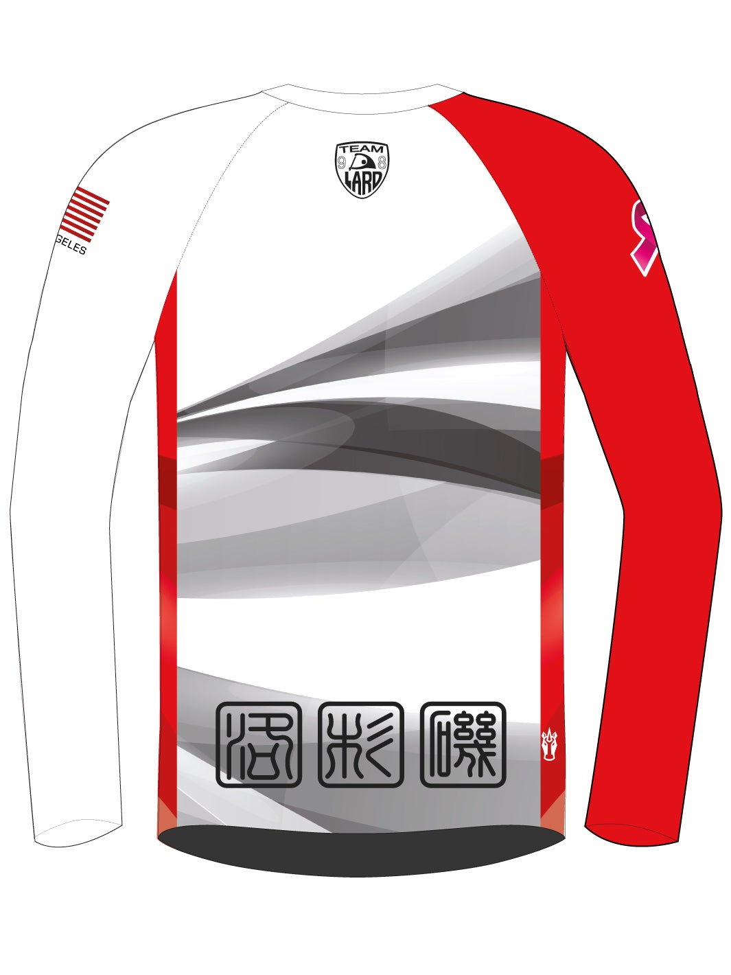 Los Angeles Racing Dragons | H2O Men's Athletic Jersey Long Sleeve (White/Red) - Oddball Workshop