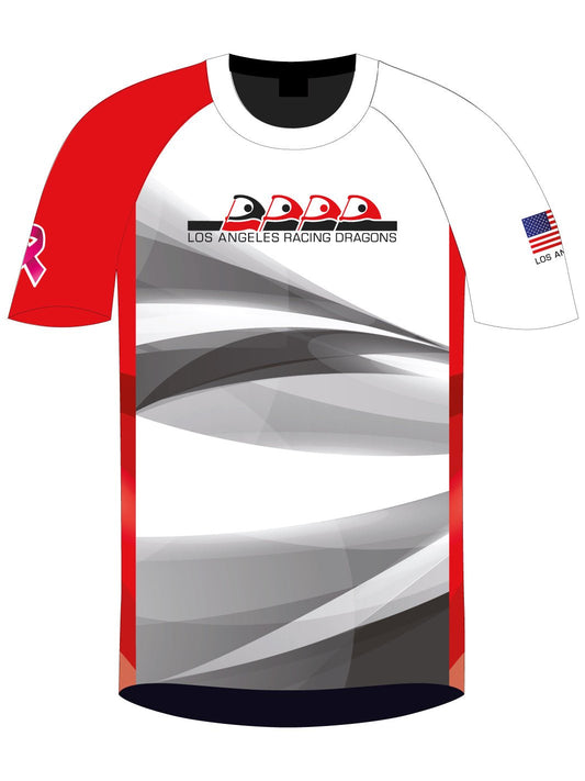 Los Angeles Racing Dragons | H2O Men's Athletic Jersey Short Sleeve (White/Red) - Oddball Workshop