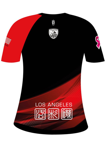 Los Angeles Racing Dragons | H2O Women's Athletic Jersey Short Sleeve (Black/Red) - Oddball Workshop