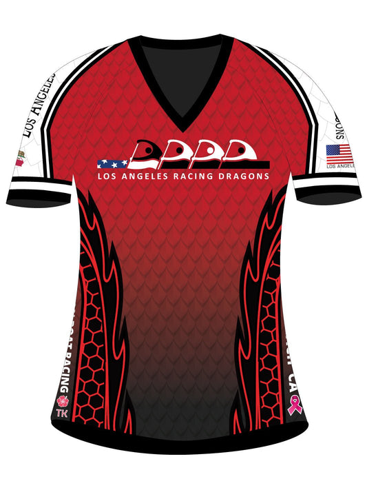 Los Angeles Racing Dragons | H2O Women's Athletic Jersey Short Sleeve (Red) - Oddball Workshop