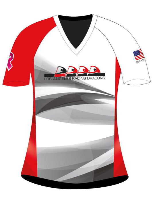 Los Angeles Racing Dragons | H2O Women's Athletic Jersey Short Sleeve (White/Red) - Oddball Workshop