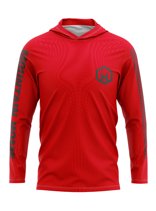 Mountain Home Canoe Club | Unisex Hooded Long Sleeve Tee Neon Orange - Oddball Workshop