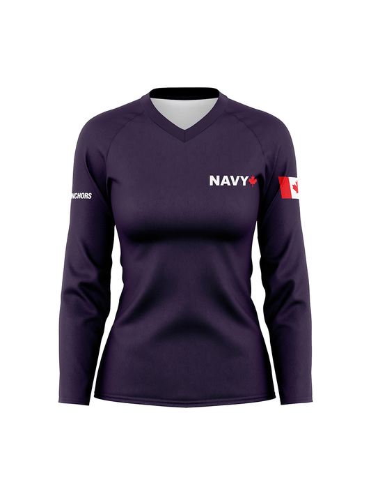 Navy Dragon Anchors | Women's Athletic Jersey Long Sleeve - Oddball Workshop