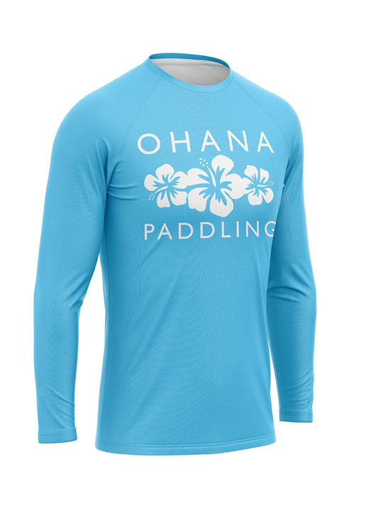 Ohana Paddling Supporters | Men's Blue Athletic Jersey Long Sleeve - Oddball Workshop