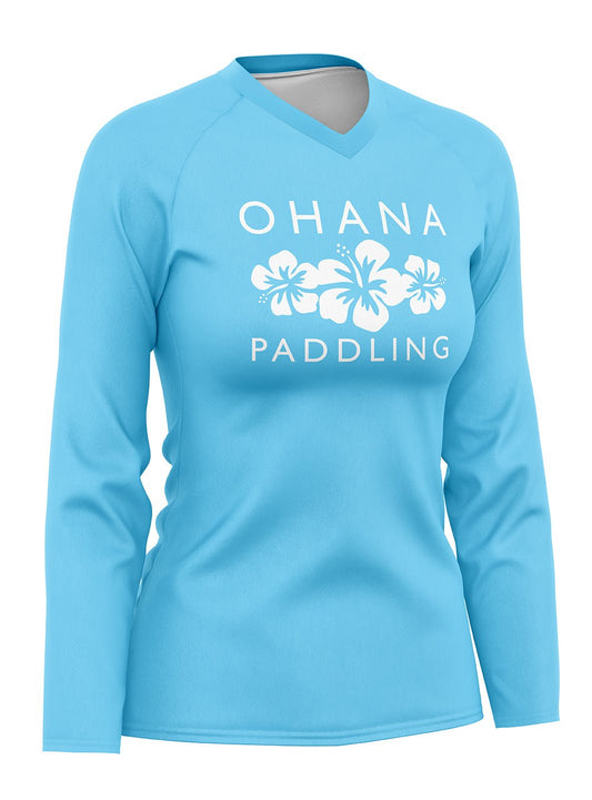 Ohana Paddling Supporters | Women's Blue Athletic Jersey Long Sleeve - Oddball Workshop