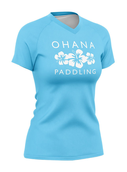 Ohana Paddling Supporters | Women's Blue Athletic Jersey Short Sleeve - Oddball Workshop