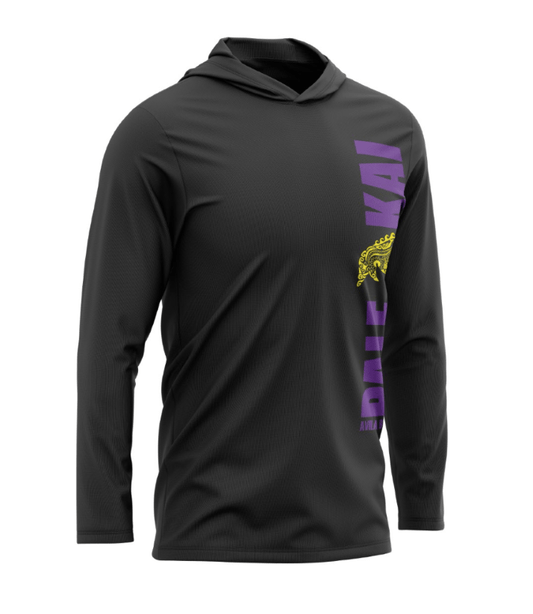 Pale Kai Outrigger | Unisex Hooded Long Sleeve Tee Black - Oddball Workshop