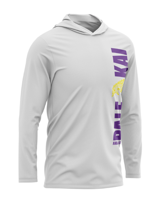Pale Kai Outrigger | Unisex Hooded Long Sleeve Tee White - Oddball Workshop