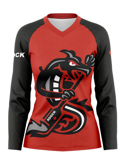 Raging Dragons | Women's Athletic Jersey Long Sleeve - Oddball Workshop