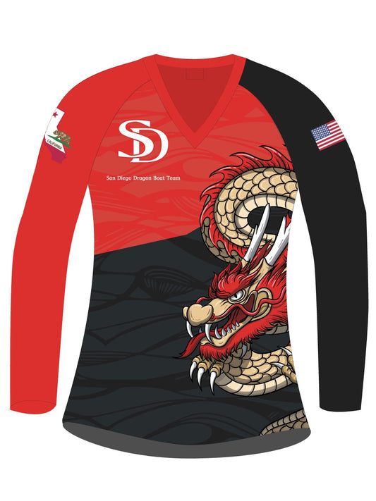 San Diego Dragon Boat Team | Women's H2O Athletic Jersey Long Sleeve - Oddball Workshop
