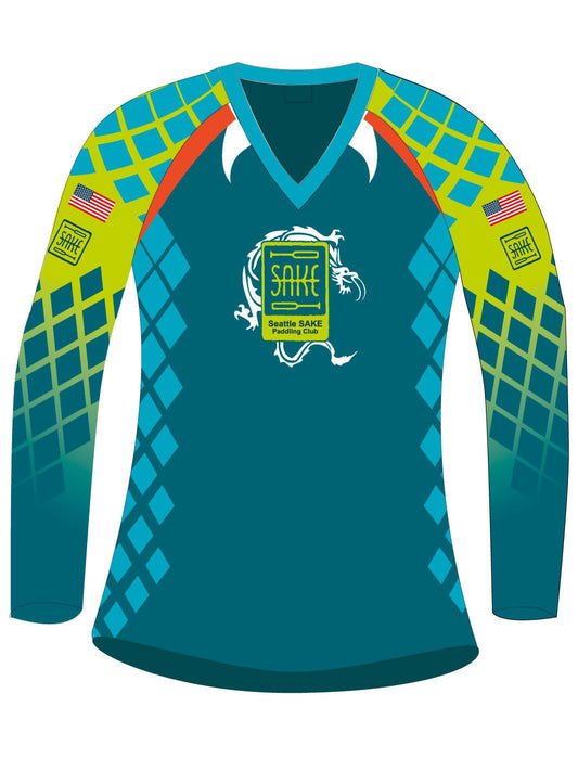 Seattle SAKE Paddling Club | H2O Women's Athletic Jersey Long Sleeve - Oddball Workshop