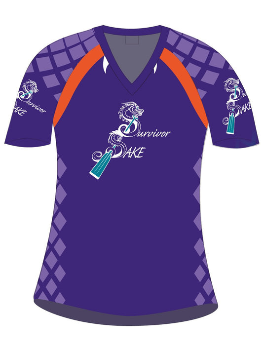 Seattle SAKE Paddling Club Survivor | H2O Women's Athletic Jersey Short Sleeve - Oddball Workshop