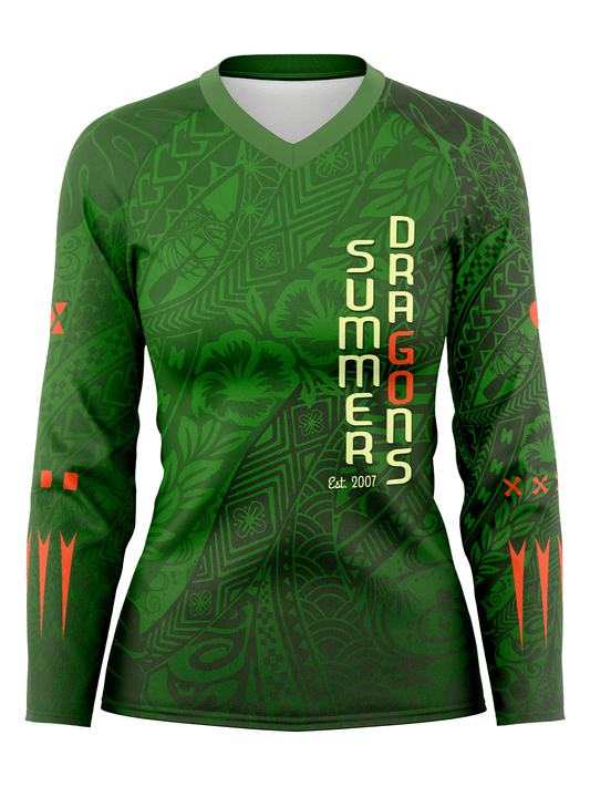 Summer Dragons | Women's Athletic Jersey Long Sleeve - Oddball Workshop