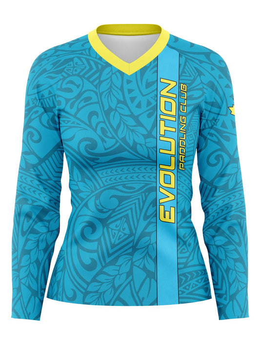 Team | CSDC Evolution Paddling Club | Blue Women's Athletic Jersey Long Sleeve - Oddball Workshop