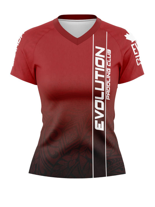 Team | CSDC Evolution Paddling Club | Red Women's Athletic Jersey Short Sleeve - Oddball Workshop