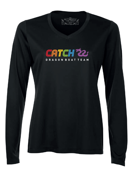 Catch 22 Dragon Boat | Women's Rainbow Design Technical Long Sleeve T-Shirt - Oddball Workshop