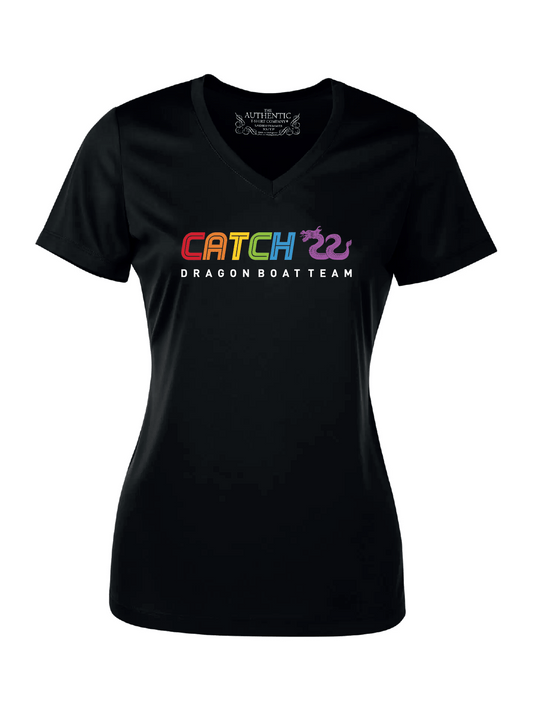 Catch 22 Dragon Boat | Women's Rainbow Design Technical Short Sleeve T-Shirt - Oddball Workshop