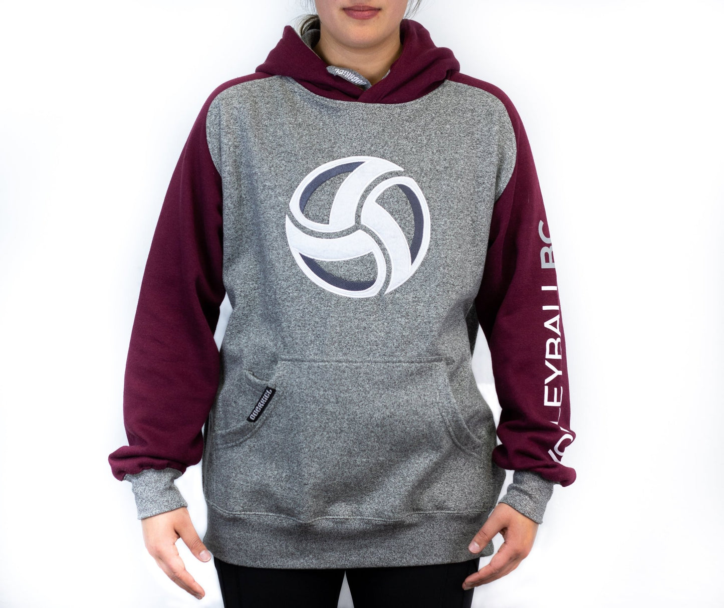 Volleyball BC 18 2-Toned Twill Hoodie - Light Grey/Maroon - FINAL SALE - Oddball Workshop